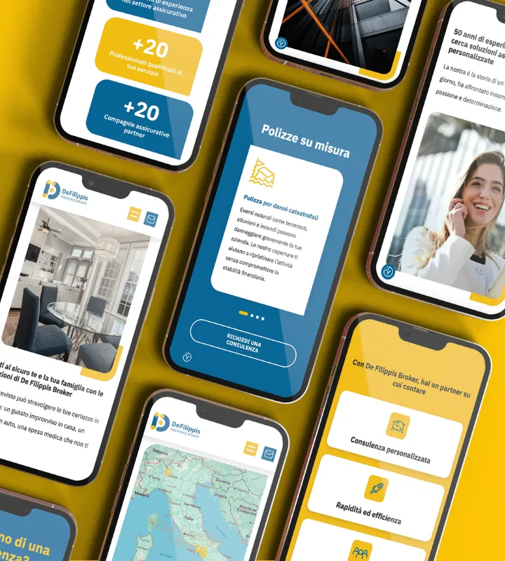 Il sito di De Filippis Broker su smartphone